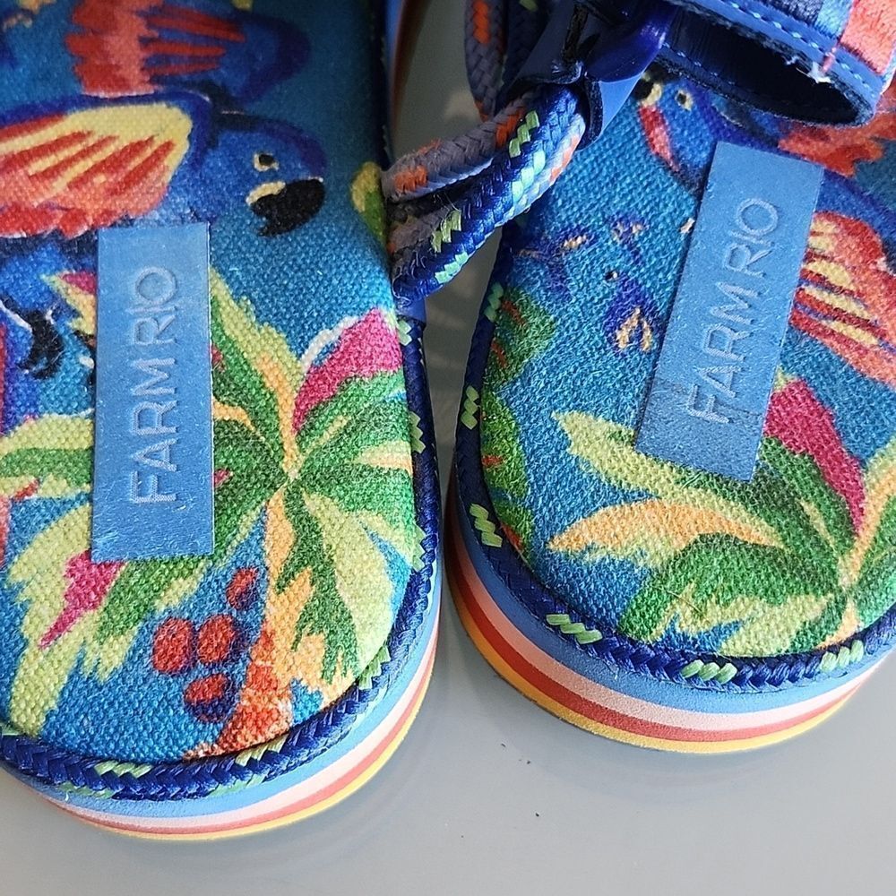 Farm Rio Macaw Resortwear Tropical Vacation Slingback Sandals Dopamine Size 10 - Picture 8 of 8